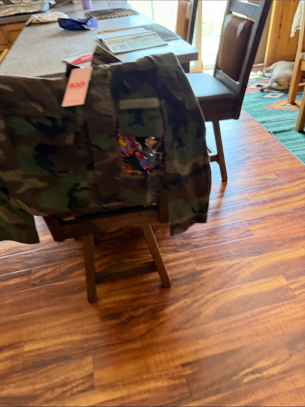 Camo Jacket with Multicolor Sequin Floral Back - Picture 4 of 4